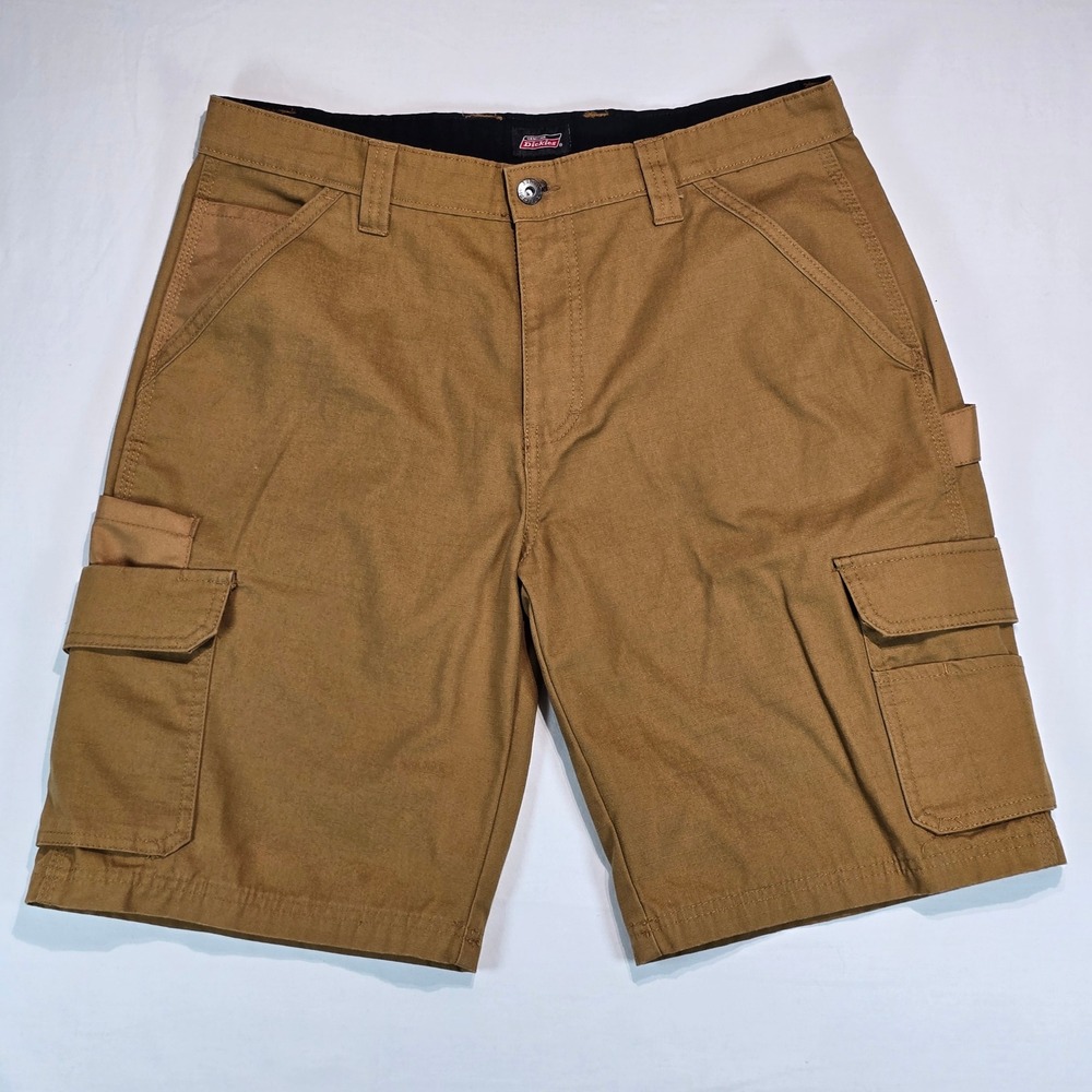 Genuine Dickies Mens Brown Duck Canvas Carpenter Cargo Utility Shorts‎ Size 32